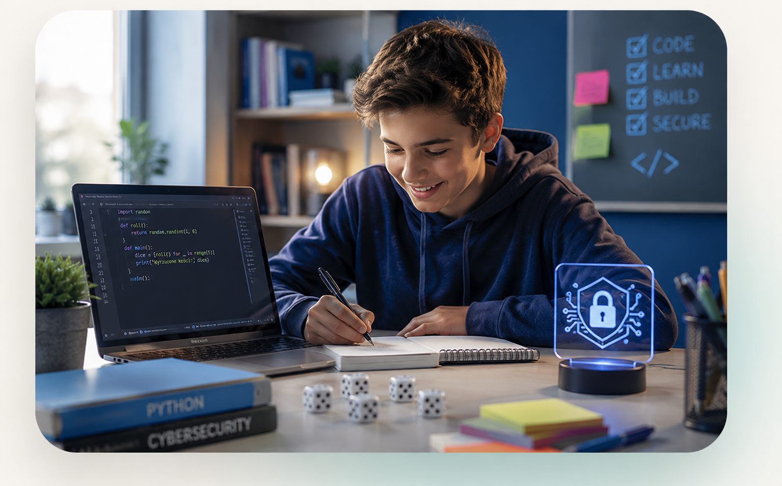 Uczeń programuje w Pythonie i poznaje cyberbezpieczeństwo