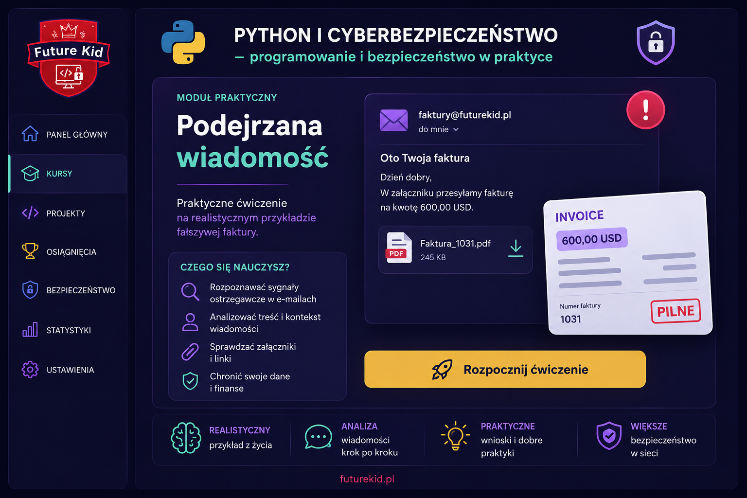 Przykład fałszywej wiadomości wykorzystywany podczas ćwiczenia